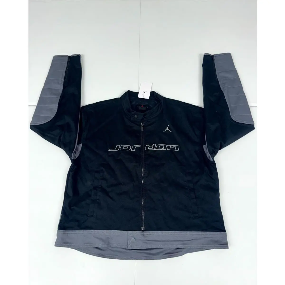 Nike Jordan Brooklyn Motorsport Jacket Mens Large Black Iron Grey HV1048-010