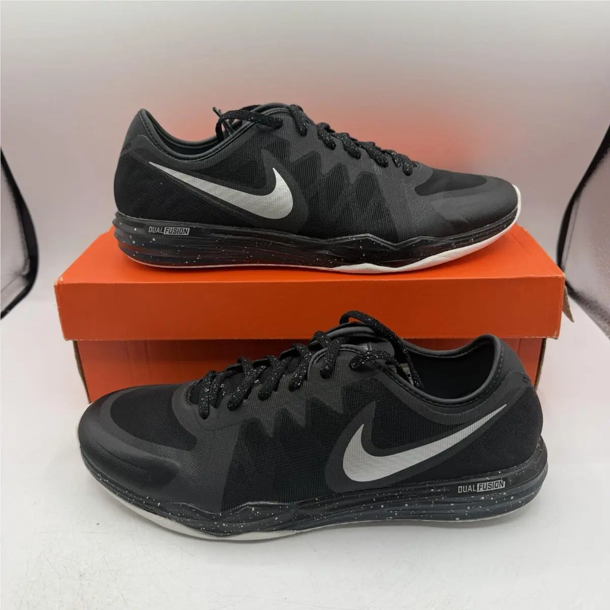 Nike Dual Fusion TR 3 Print Shoes Womens Sz 10 Black/metallic Silver 704941-010