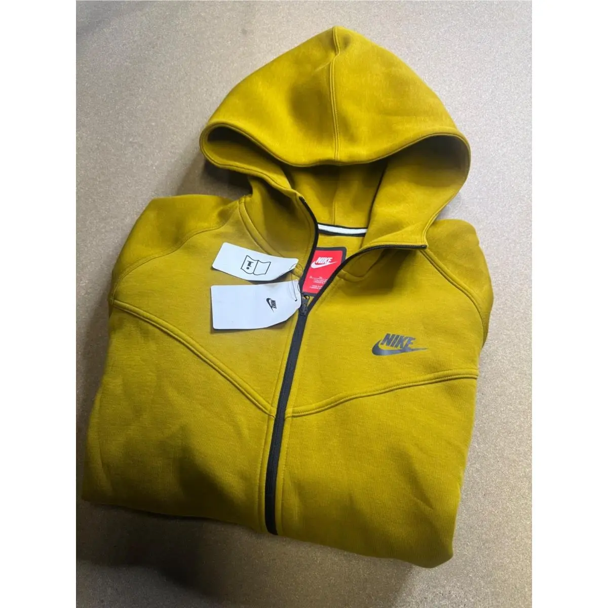 Nike Tech Fleece Full Zip Hoodie Men Mustard Yellow XL