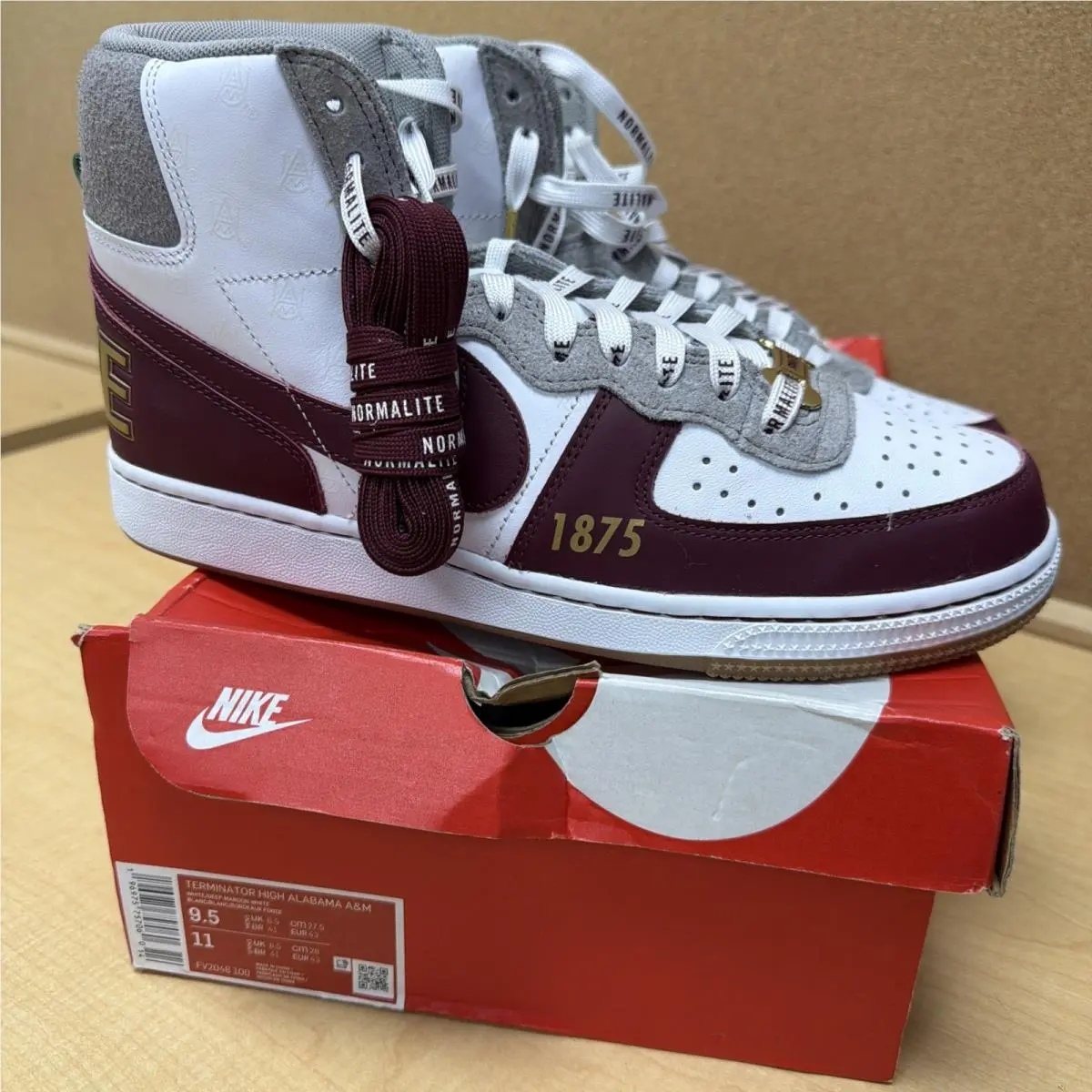 Nike Terminator High Alabama A M University Shoes FV2048-100 Men’s Size 9.5