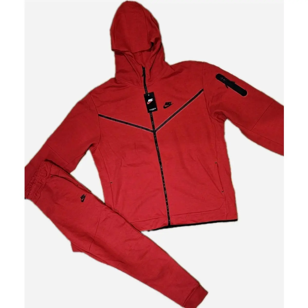 Tech Fleece Sweat Suit Hoodie Joggers Slim Fit Men`s Set Red 4XL Read by Nike