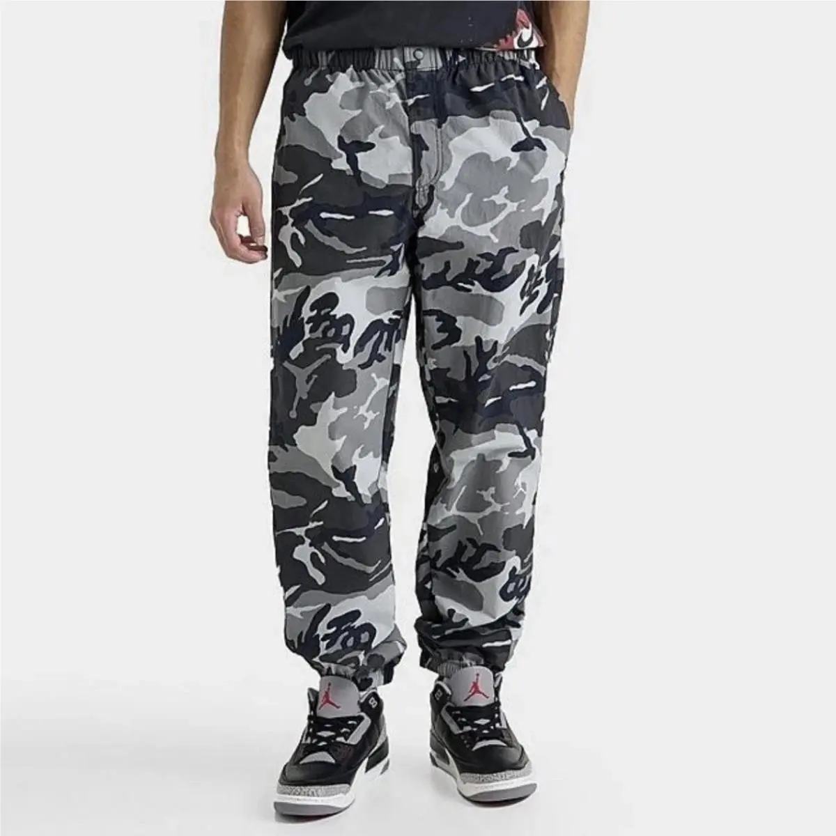 Nike Air Jordan Mvp Camo Jogger Pants Men’s Medium Black Gray Woven FZ3529-010