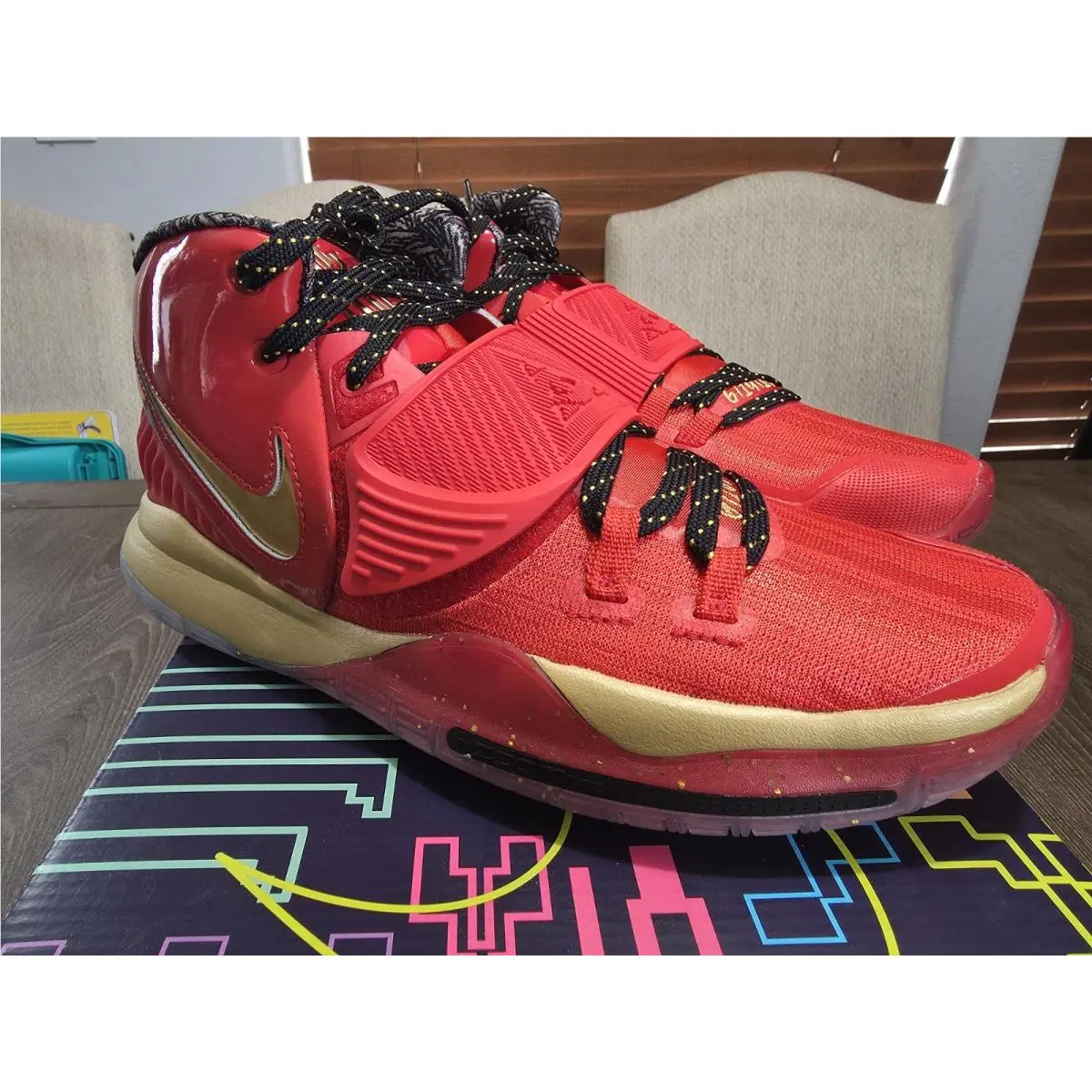 Nike Kyrie Irving 6 Allstar Trophies Red Gold CD5026 900 Size 9.5