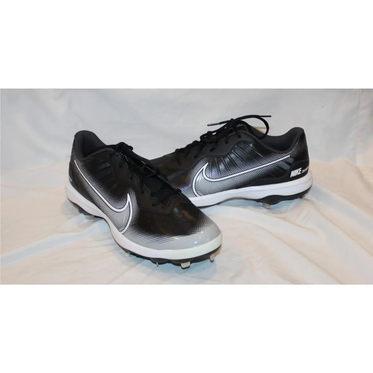 Nike Men`s Alpha Huarache Elite 4 Low Mcs Baseball Cleats Black White Size 14