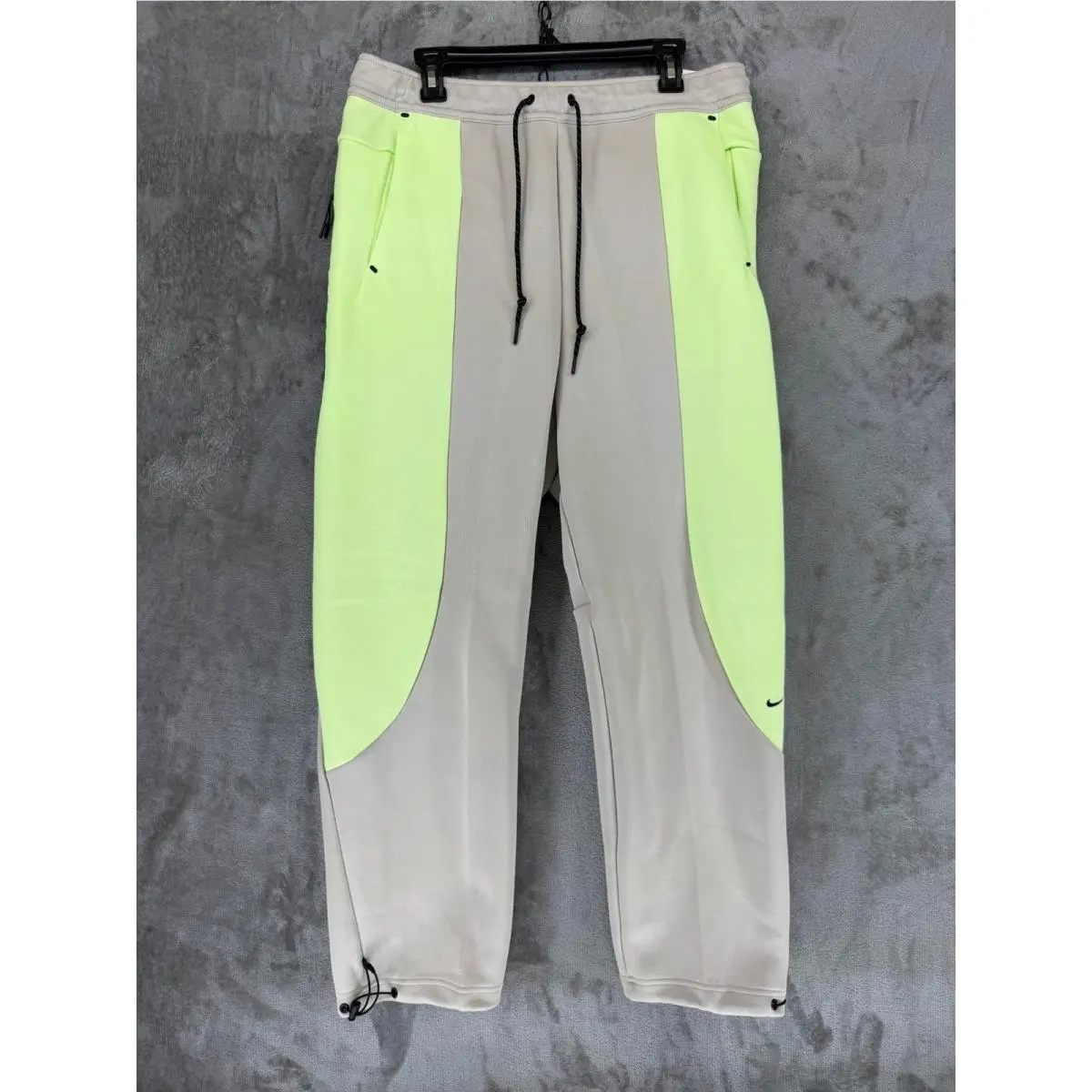 Tech Fleece Joggers Mens Large Tan Neon Yellow Colorblock Pants IF1323-236 by Nike