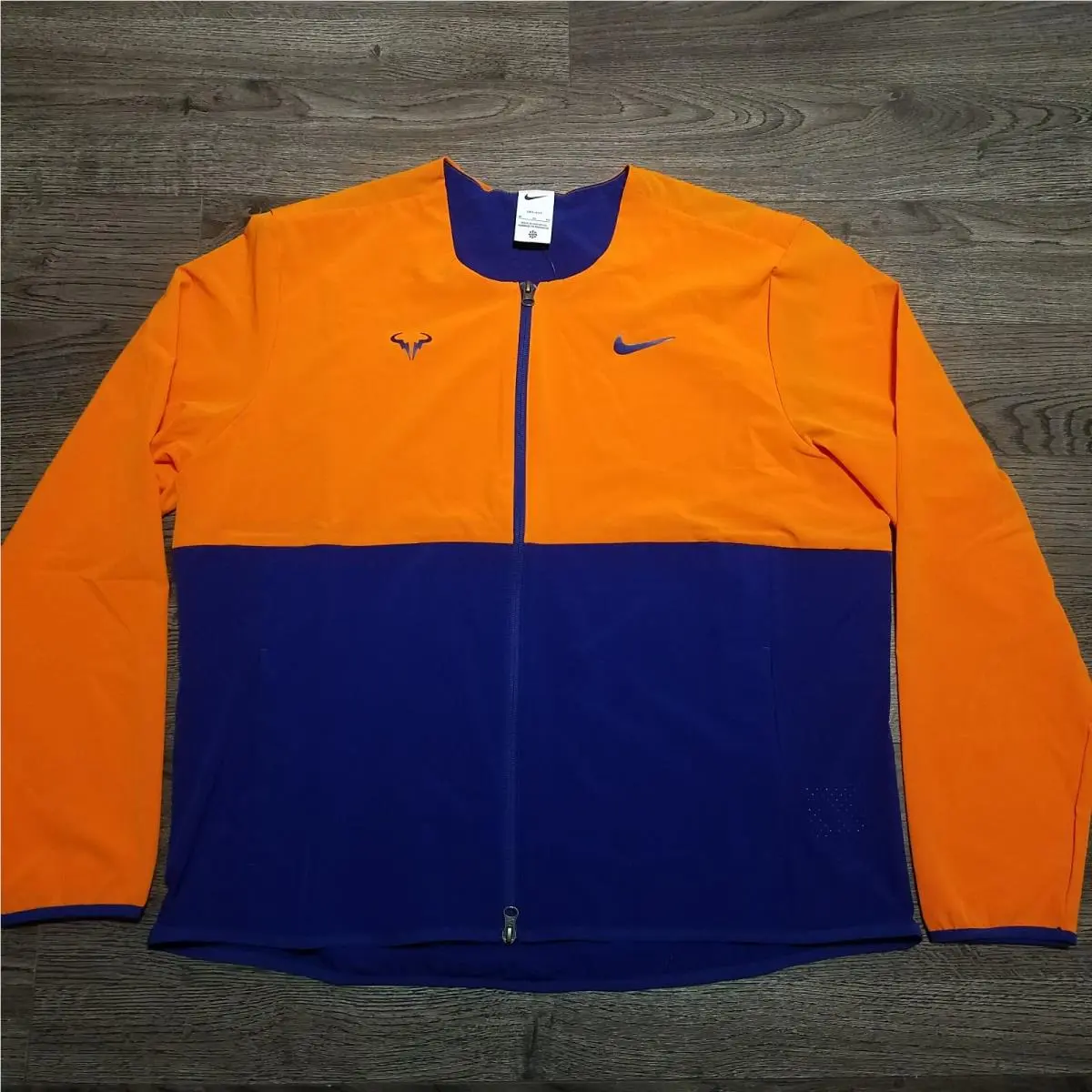 Nike Rafa Rafael Nadal Jacket Dri Fit Mens Size XL Full Zip Orange Blue
