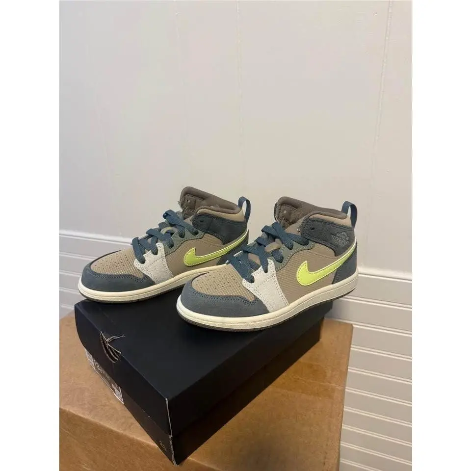 Nike Air Jordan 1 Mid Olive Volt 13C Toddler