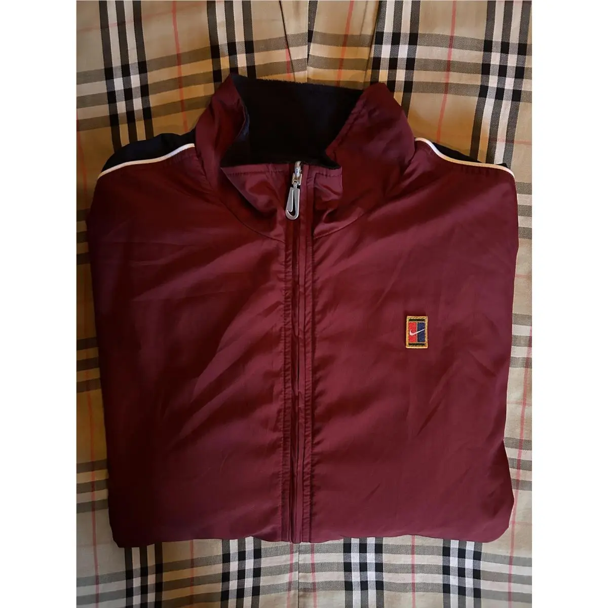 Vtg 90s Nike Tennis Court Reversible Fleece Track Jacket Men XL Red Navy Zip