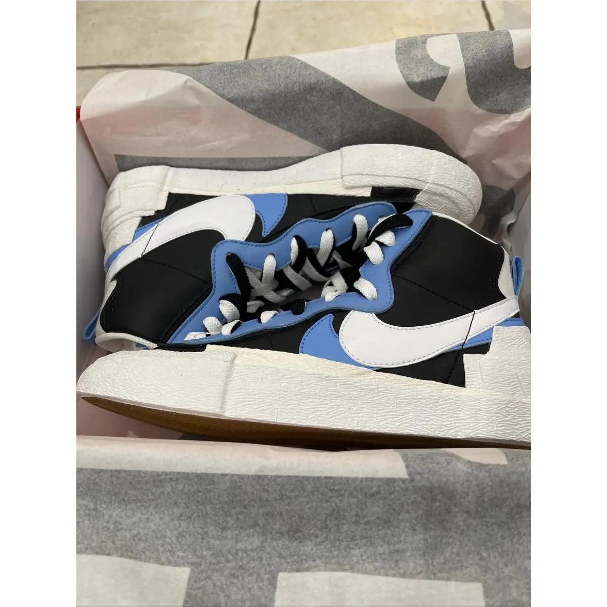 Nike Sacai x Blazer Mid Black Blue Size 7