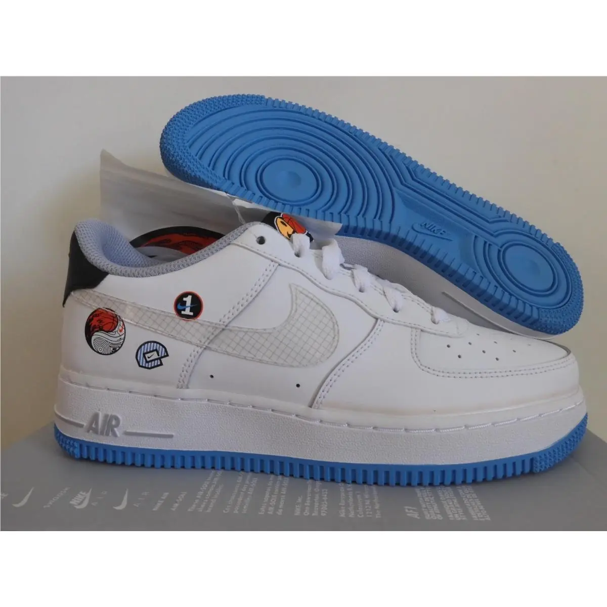 Nike Air Force 1 LV8 1 GS Happy Hoops White-multi-grey-blue Sz 6Y DM8088-100