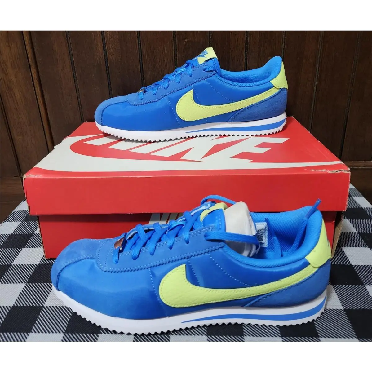 Nike Kids Cortez BG Photo Blue/lt Lemon Twist Size 6.5Y or 8.5 Women