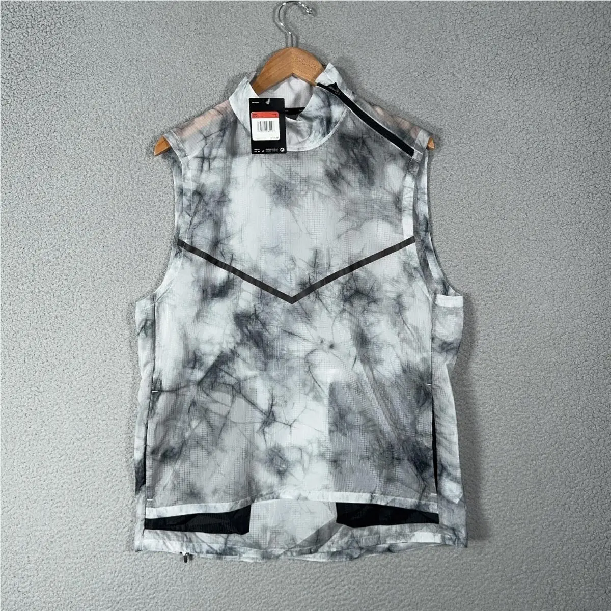 Nike Tech Running Vest Mens Large Gray Tie Dye Mock Neck BV5679