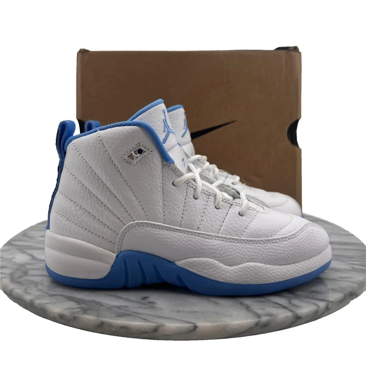 Nike Jordan 12 Youth 13C Shoe White University Blue Melo Unc Tar Heel 151186-112