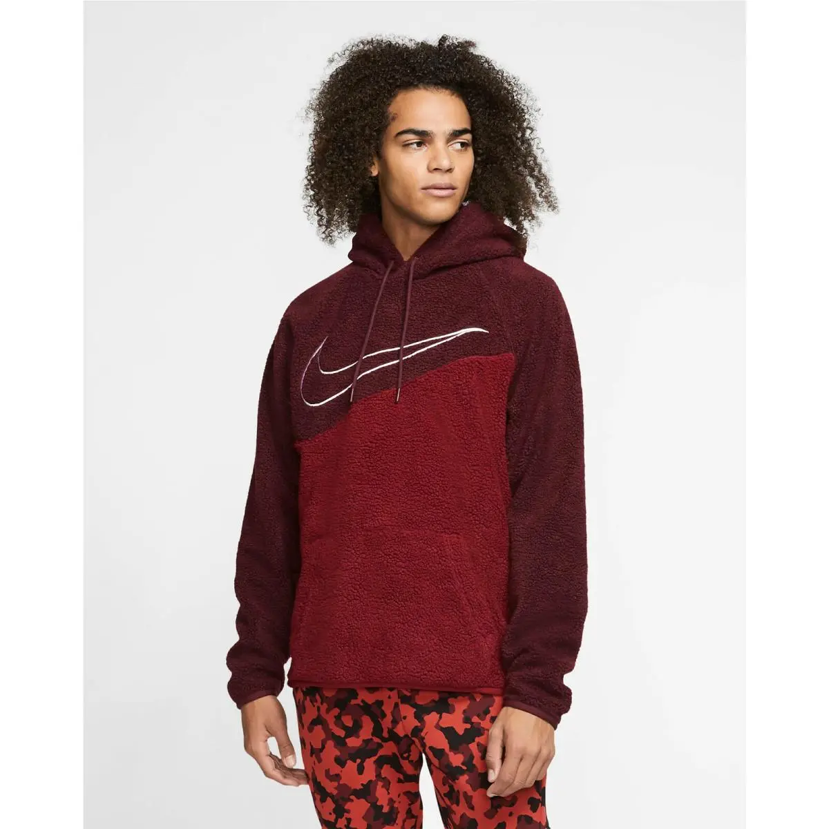 Nike Sportswear Sherpa Pullover Hoodie Night Maroon BV5314-681 Men`s Size XS