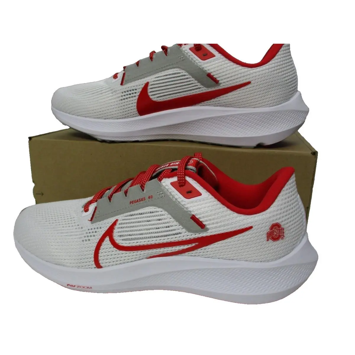 Nike Osu Ohio State Air Zoom Pegasus 40 Running Shoes Mens Sz 10 White