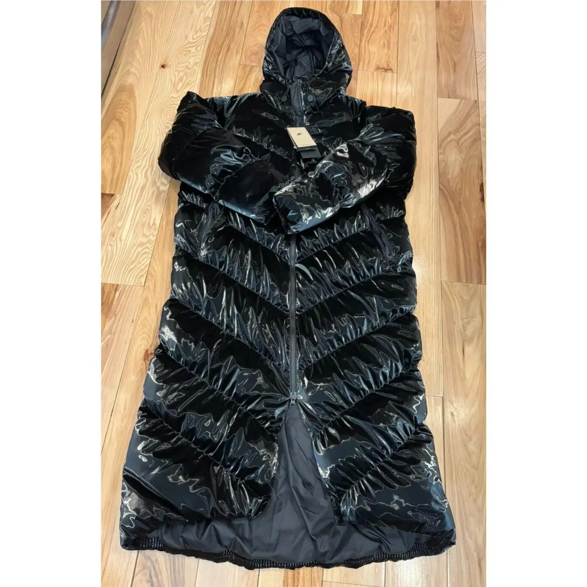 Nike Windpuffer Therma-fit Loose Hooded Shine Parka Black FV7827-010 Womens Sz L