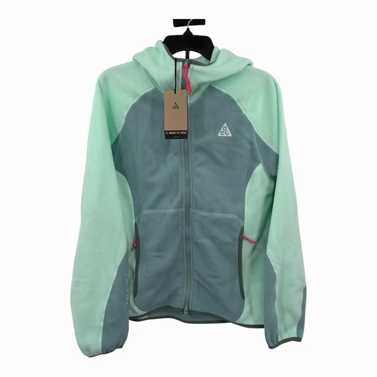 Nike Acg Wolf Tree Jacket Mens Xxs Mint Hooded Zip Polartec Fleece HJ2460-353