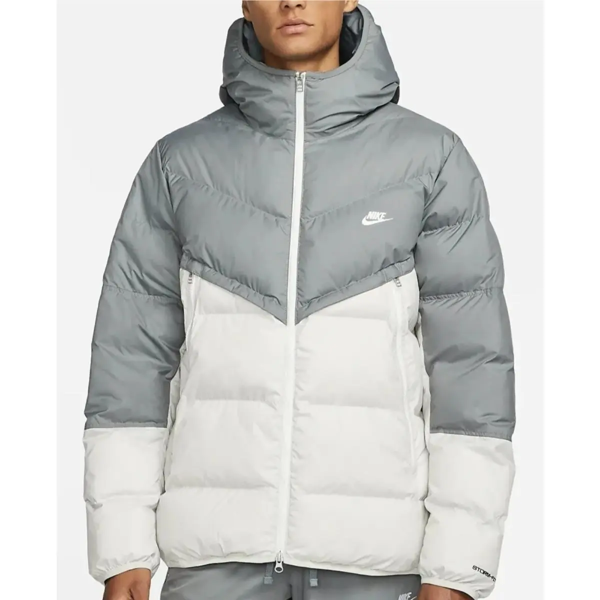 Nike clothing - Nike Sportswear Storm-Fit Windrunner Down-Fill Jac - Smoke Grey/Light Bone/Sail/Sail (UPC: 195239062544) 8