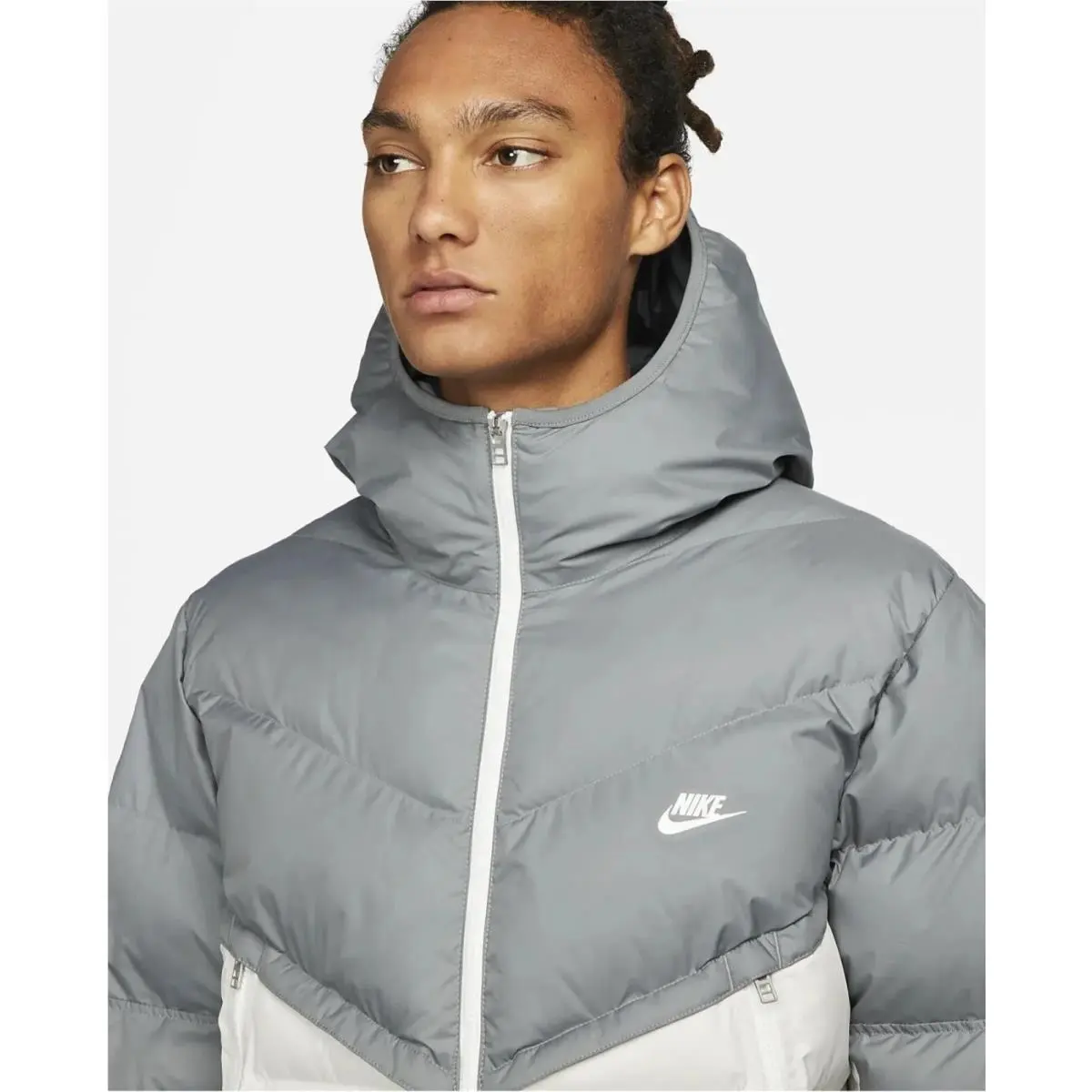 Nike clothing - Nike Sportswear Storm-Fit Windrunner Down-Fill Jac - Smoke Grey/Light Bone/Sail/Sail (UPC: 195239062544) 7