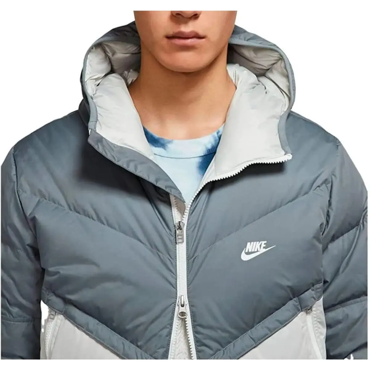 Nike clothing - Nike Sportswear Storm-Fit Windrunner Down-Fill Jac - Smoke Grey/Light Bone/Sail/Sail (UPC: 195239062544) 1