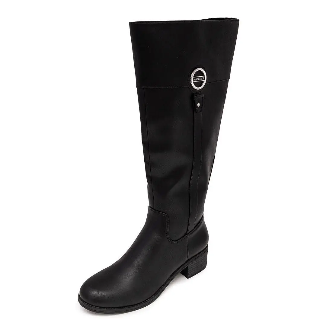 Women`s Tall Shaft Riding Boots: Stylish Knee-high Dress Shoes black ginger lily x by Nautica