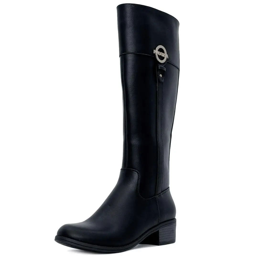 Women`s Tall Shaft Riding Boots: Stylish Knee-high Dress Shoes black ginger lily by Nautica