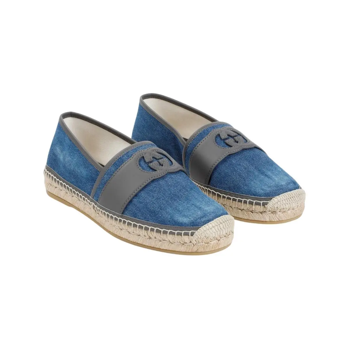 Men`s  Blue Denim Interlocking G Espadrilles 777365 by Gucci