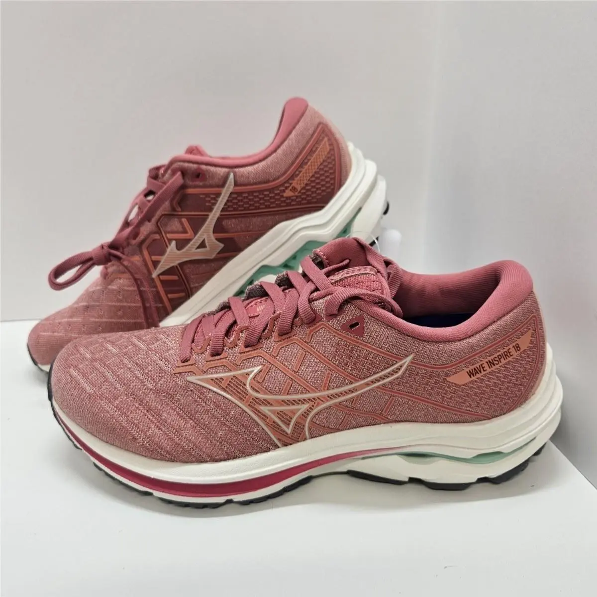 Mizuno shoes - Mizuno Wave Inspire 18 Waveknit - J1GD224414 - Pink 0