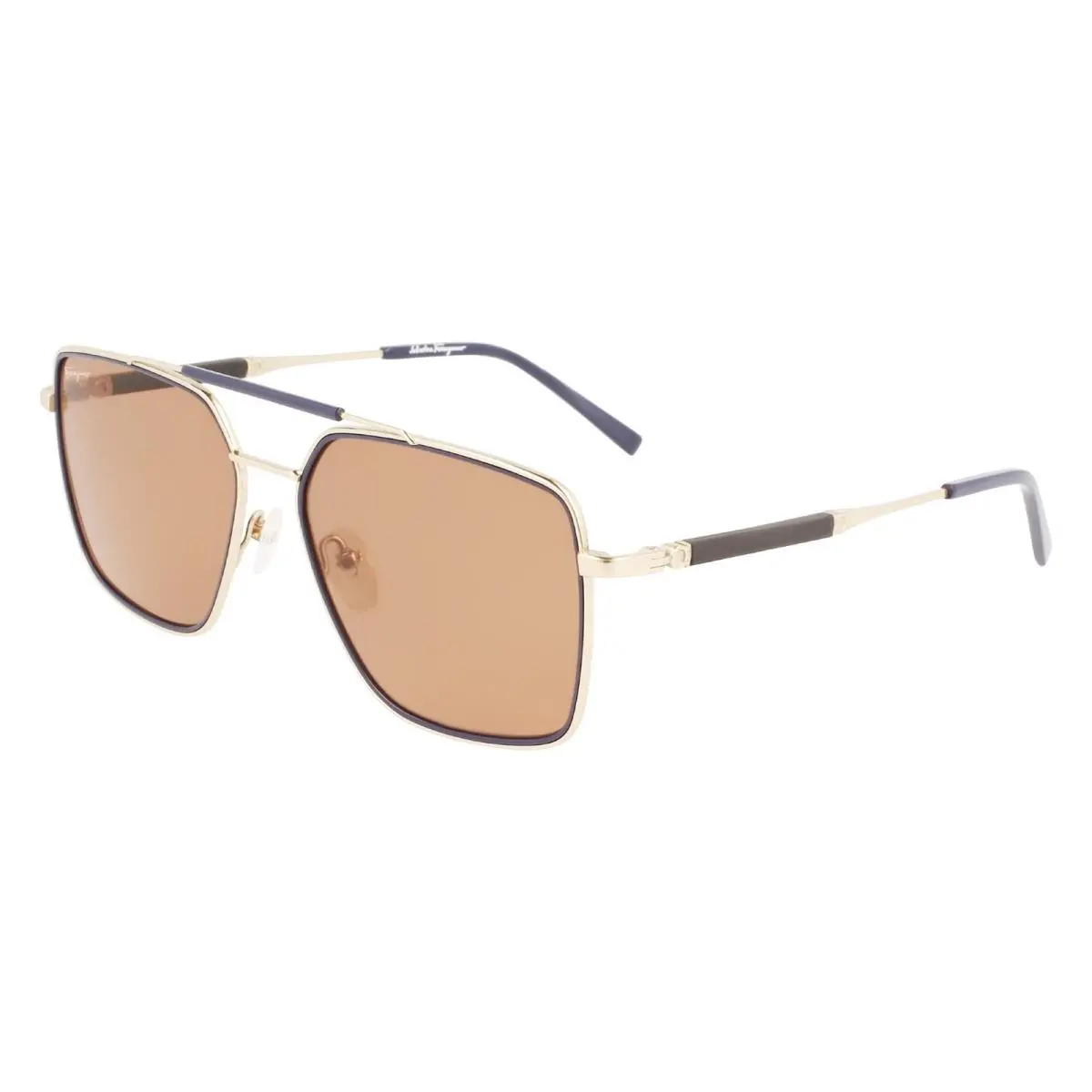 Ferragamo SF298S 743 Gold Blue Brown Aviator Sunglasses 59mm Men`s by Salvatore Ferragamo