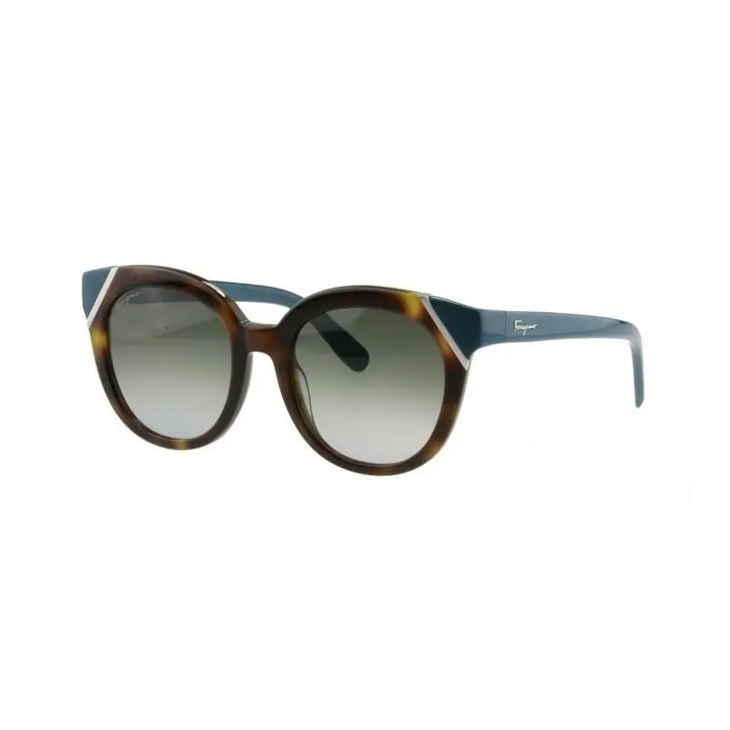 Salvatore Ferragamo SF836S 253 Teal Havana Brown Women`s Cat Eye Sunglasses