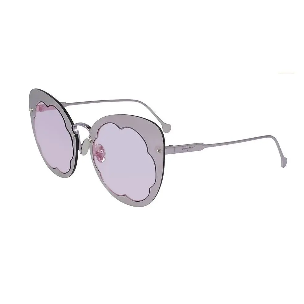 Salvatore Ferragamo Women`s Sunglasses SF178SM 537 Gray Purple Butterfly Flower