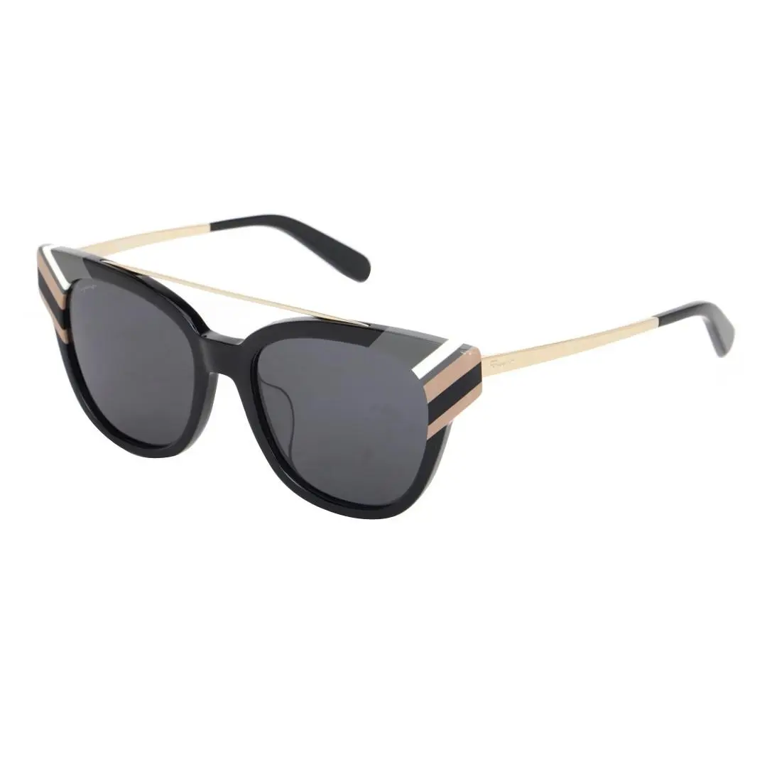 Sleek Modern Salvatore Ferragamo Women`s Sunglasses SF882SA 001 Retro Stripes