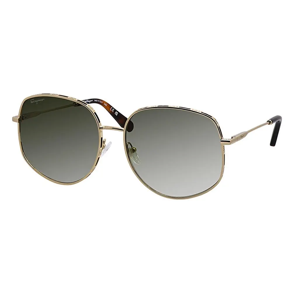 SF 277S 723 Gold/tortoise Metal Sunglasses Green Gradient by Salvatore Ferragamo