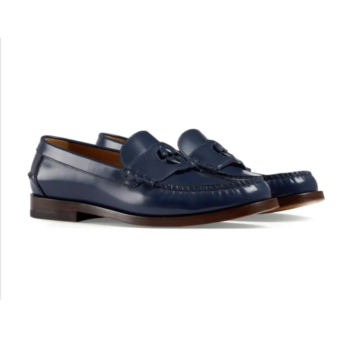 Gucci Black Leather Loafers GG Interlocking US 13.5 /eur 46.5