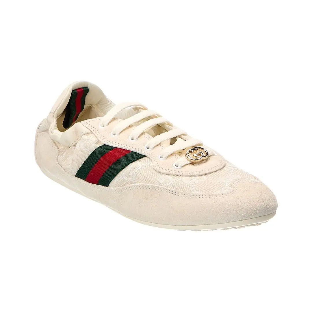 Gg Trainer Canvas Leather Sneaker Women`s White 37 by Gucci