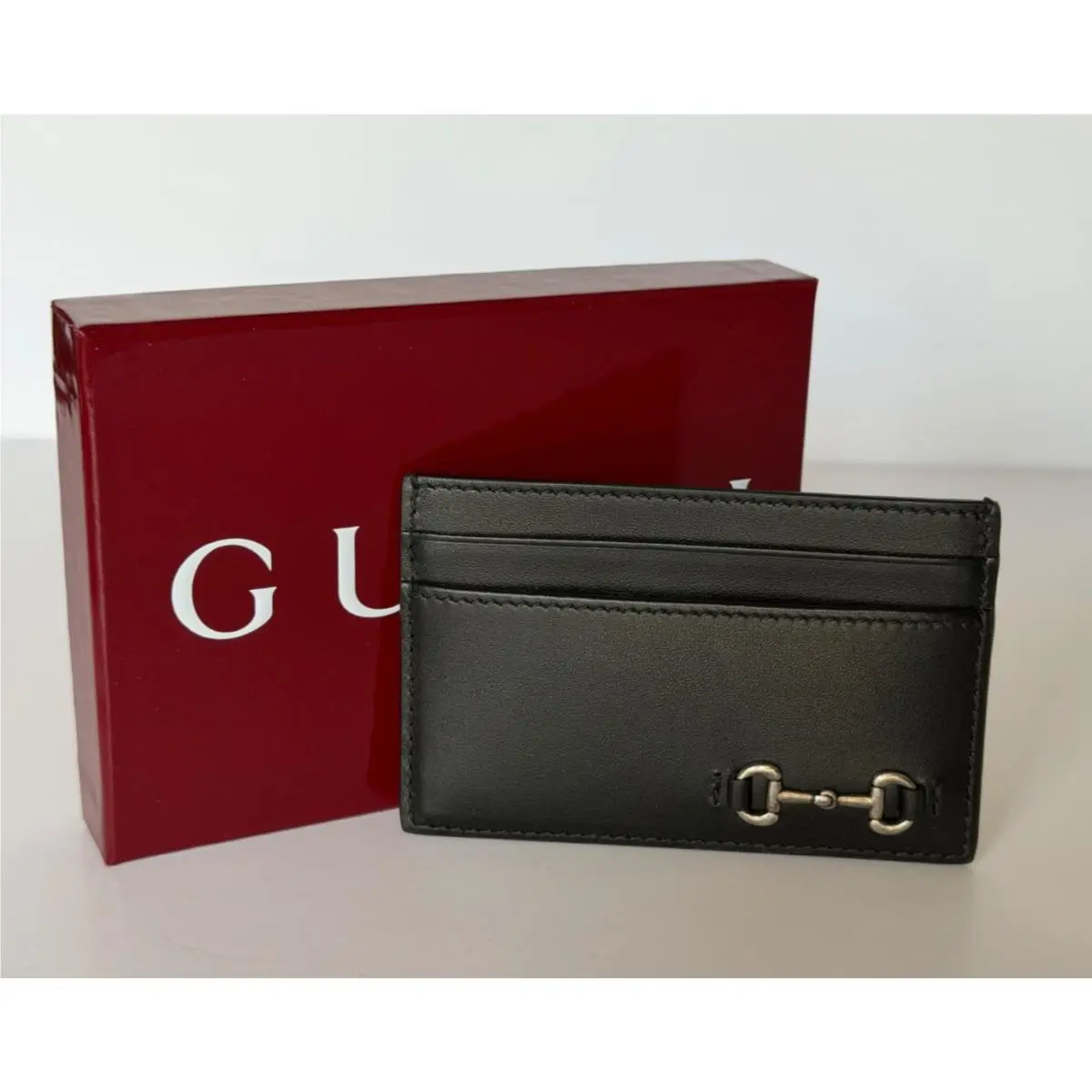 Horsebit Black Leather Card Case Made in Italy 846952 by Gucci