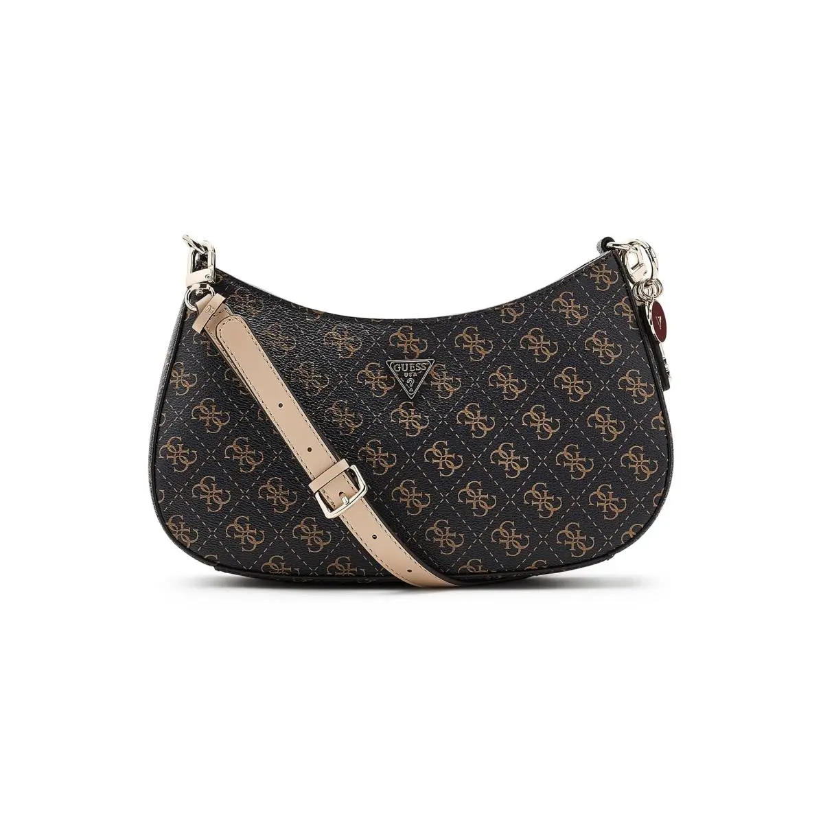 Woman`s Handbags  Noelle II Top Zip Shoulder Bag Brown Logo by Guess