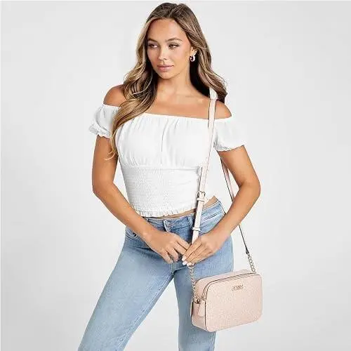 Guess Zakaria Debossed Logo Double-zip Crossbody Bag Purse