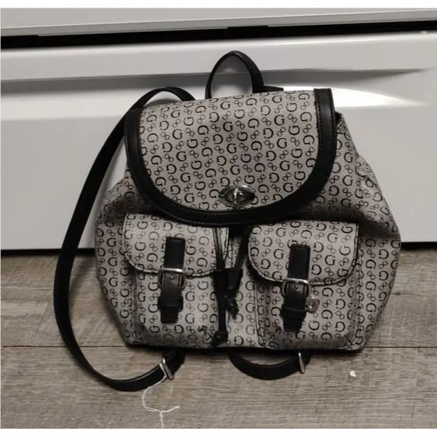 Guess Manhattan 4G Mini Backpack Monogram Gray/black Womens