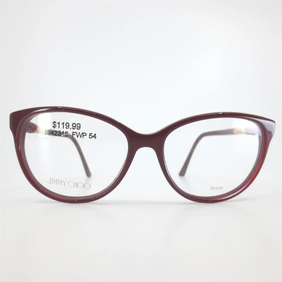 Jimmy Choo JC 231 Burgundy Gold Crystal Cat Eye Eyeglass Frames 54-16 Italy
