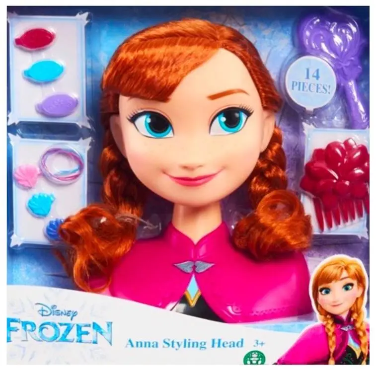 Disney Frozen Anna Figure Dolls Toy Head Hair Styling Princess Doll Fashion Cute
