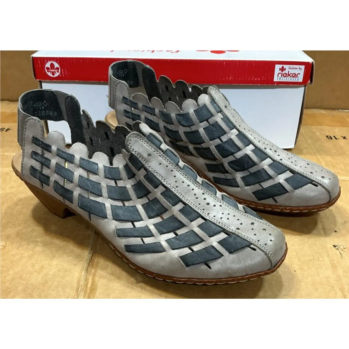 Rieker Antistress Womens Sina 78 Weave Woven Leather Gray Shoes