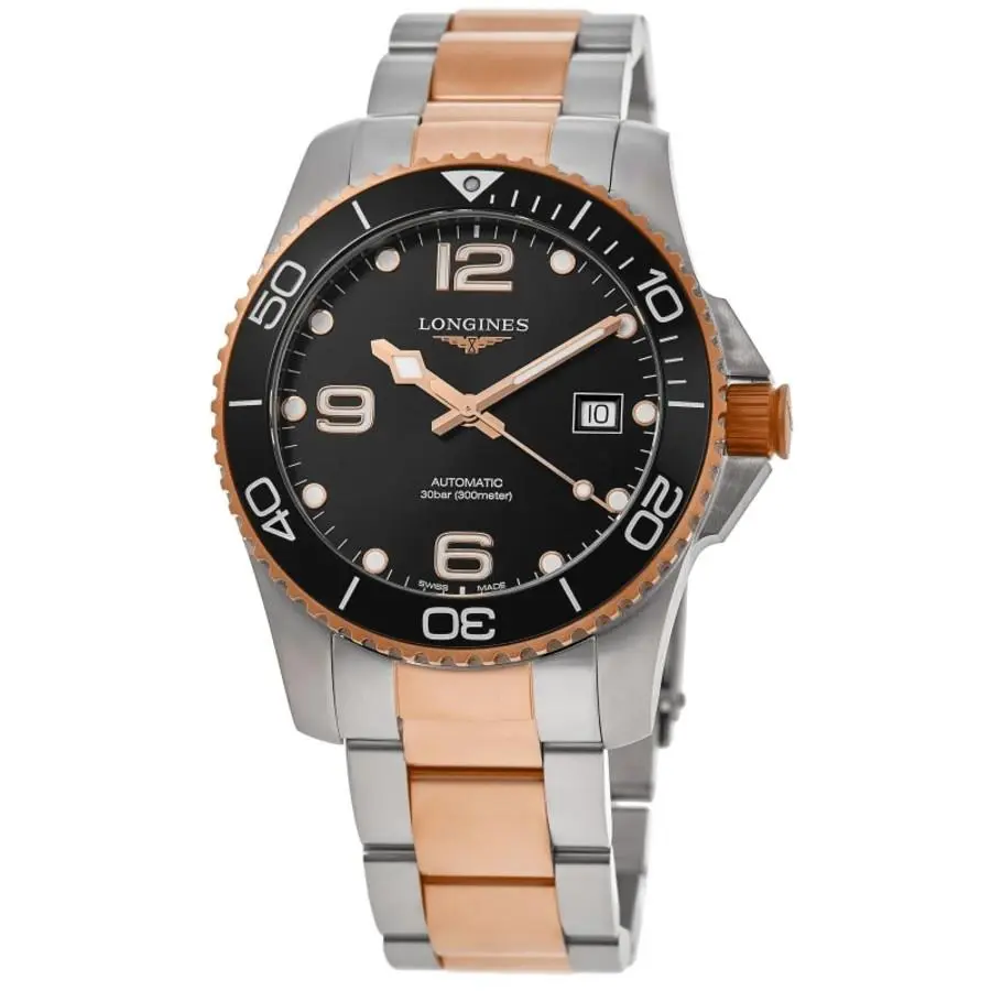 Longines Hydroconquest Automatic Black Dial Rose Men`s Watch L3.782.3.58.7