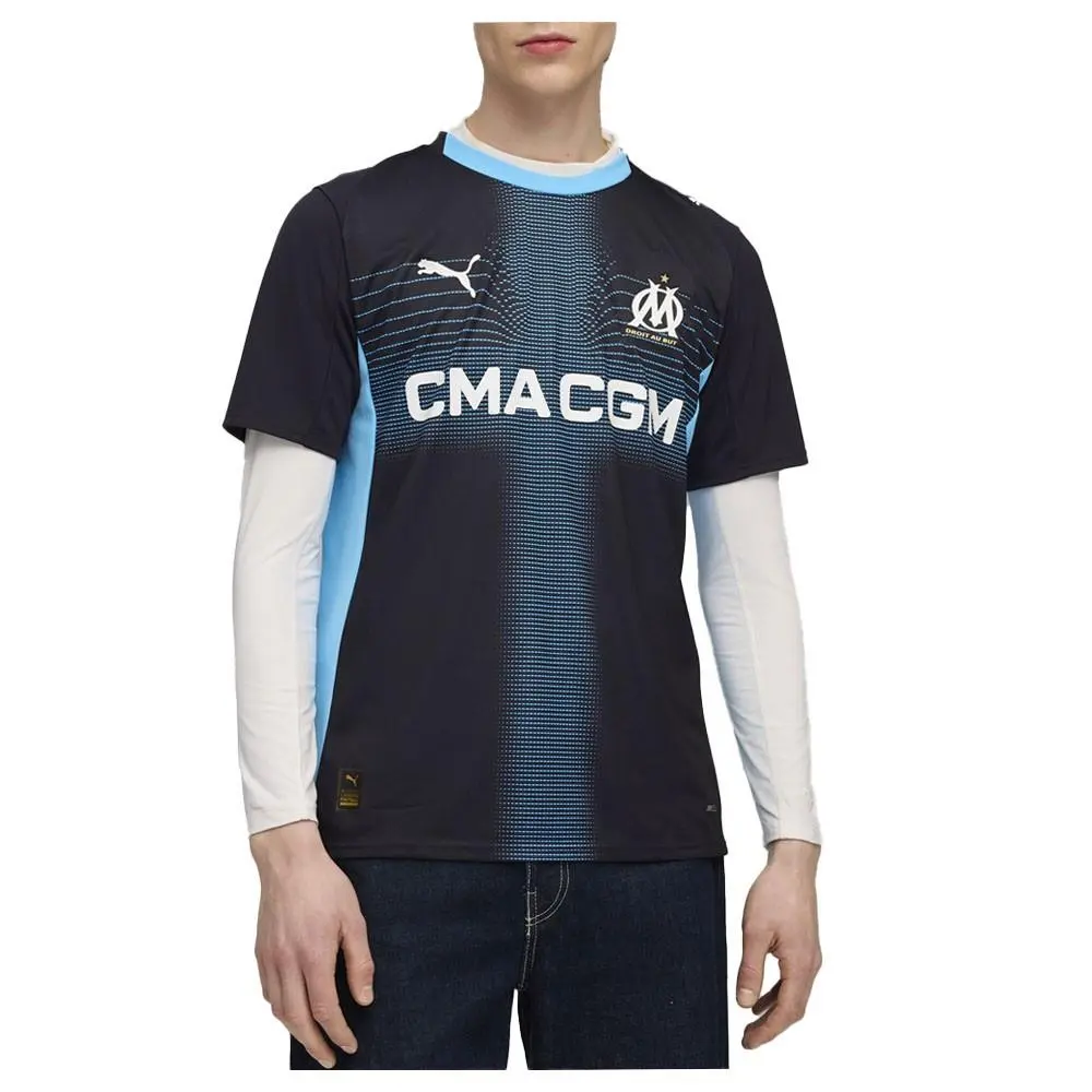 Puma clothing - PUMA Olympique De Marseille Collared Short Sleeve Soccer Jersey 2 - 77984402 - Blue 1