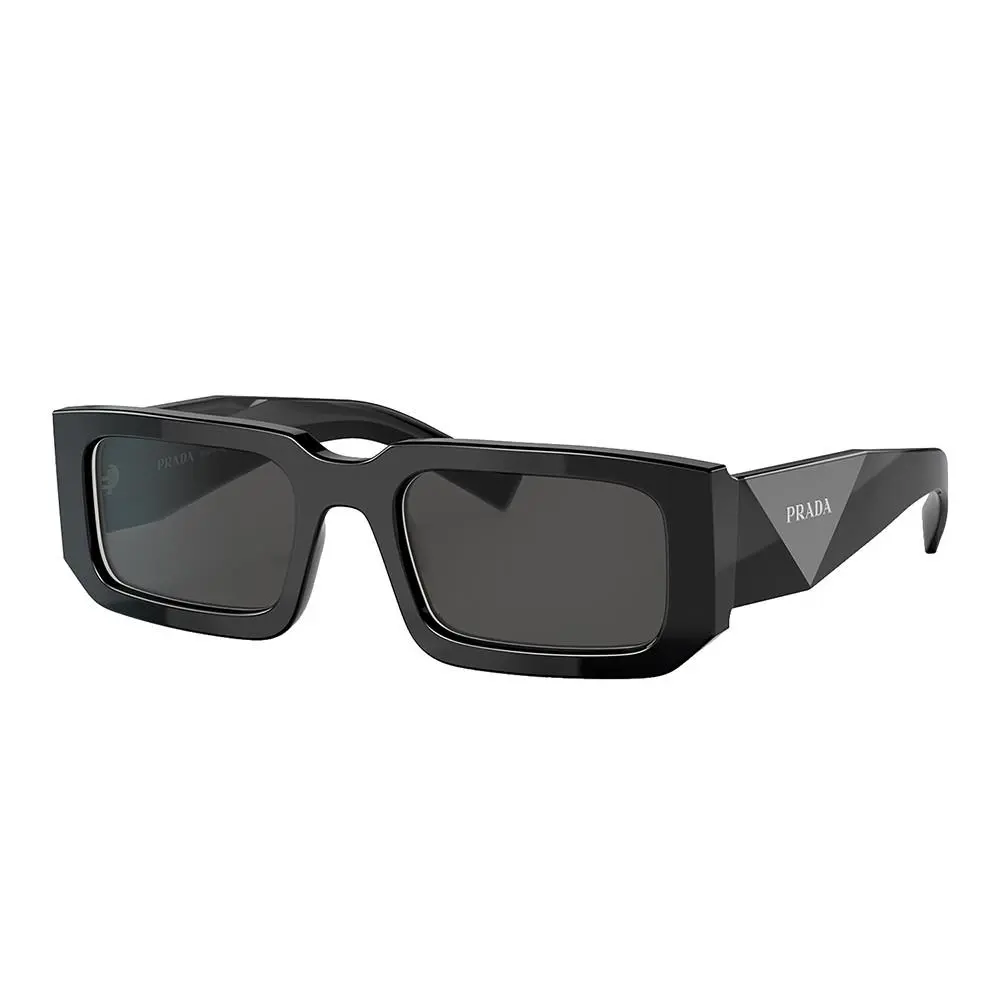 PR 06YS 09Q5S0 Black/white Plastic Rectangle Sunglasses Grey Lens by Prada