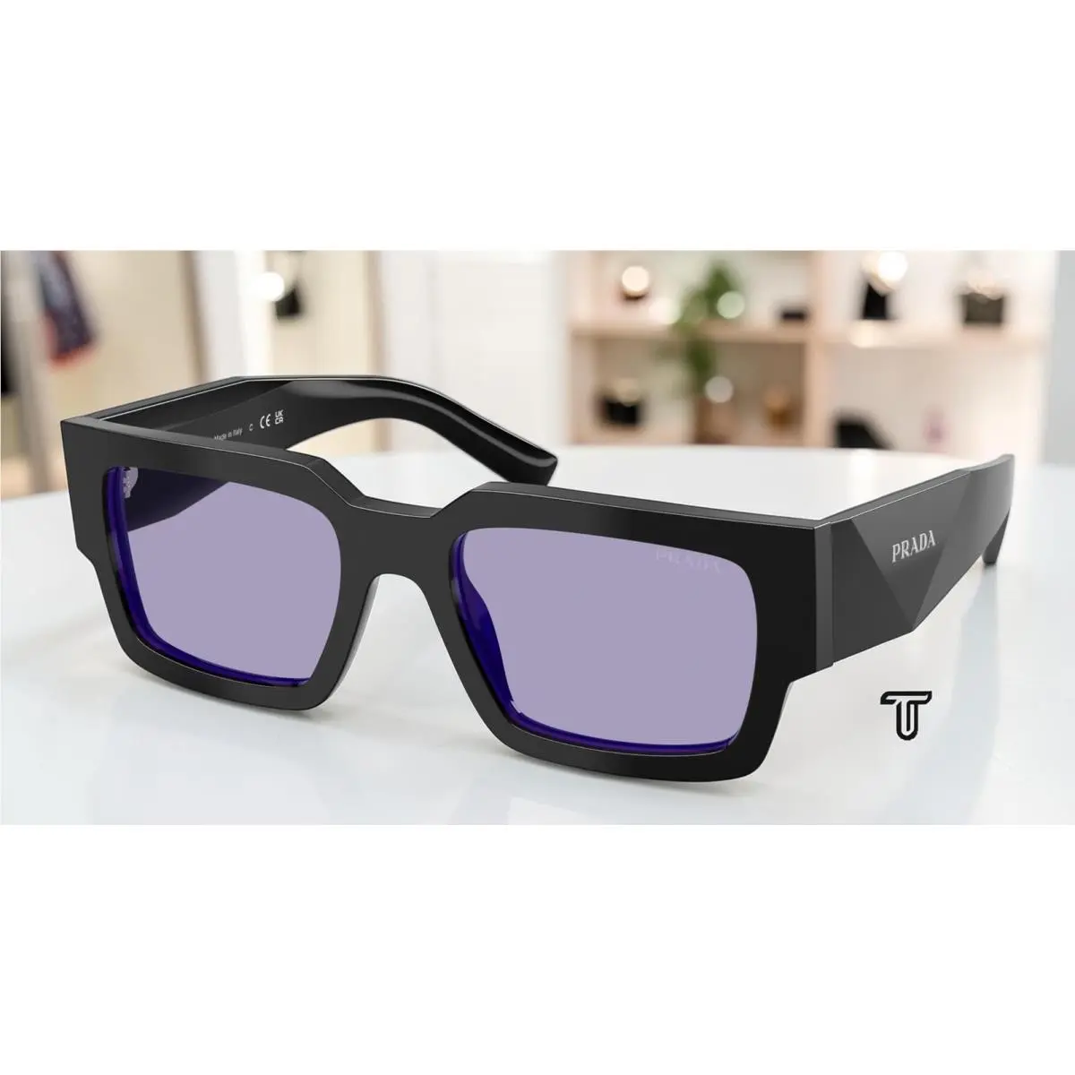 Prada PR B17SF 16K01O Black Purple Violet 55 mm Men`s Sunglasses
