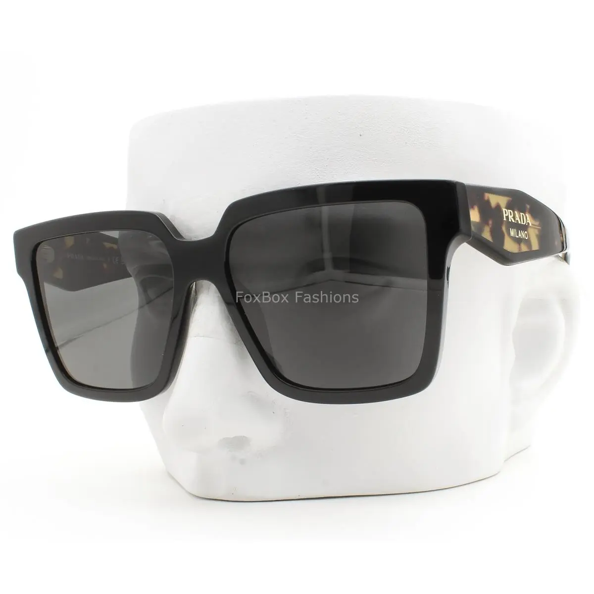 Prada Sunglasses Spr 24Z 389-5S0 Polished Black on Yellow Brown Tortoise W/case