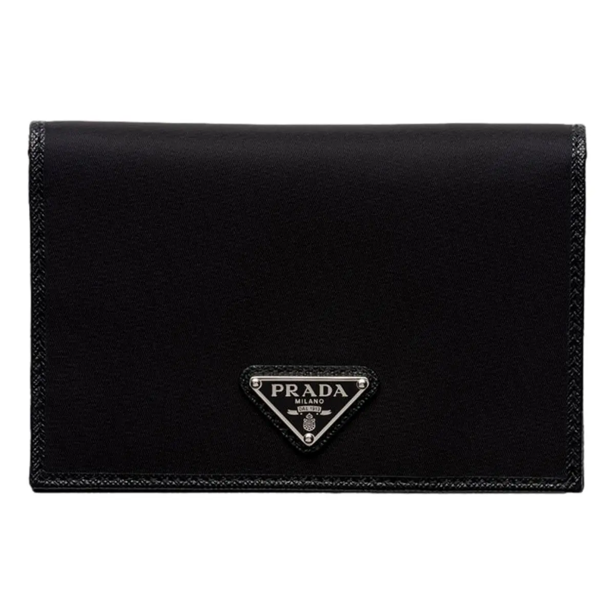 Prada Black Re-nylon Tessuto Saffiano Passport Holder Wallet