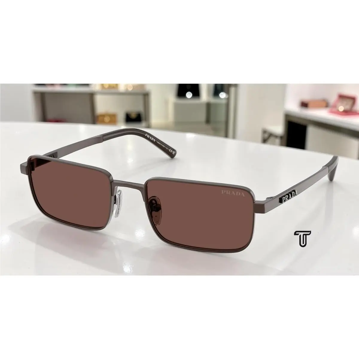 Prada PR D54S 22J80T Satin Cigar Black Chocolate 55 mm Men`s Sunglasses