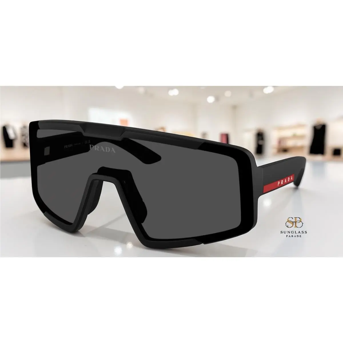 Prada Linea Rossa PS B07S 1BO06F Matte Black Dark Grey 44 mm Men`s Sunglasses